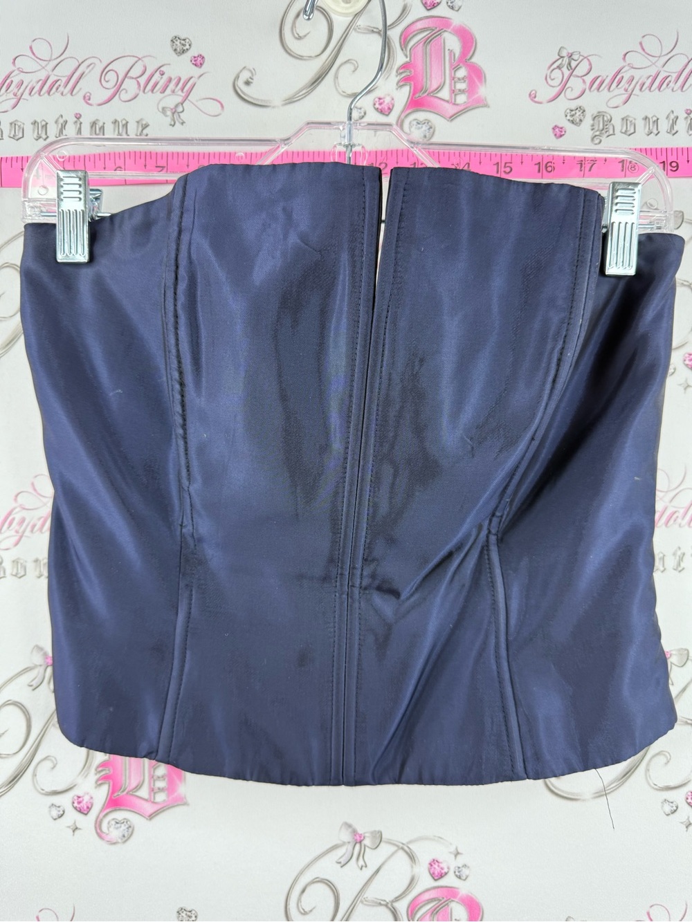 Jessica McClintock bridal corset shiny Navy Satin Corset Top